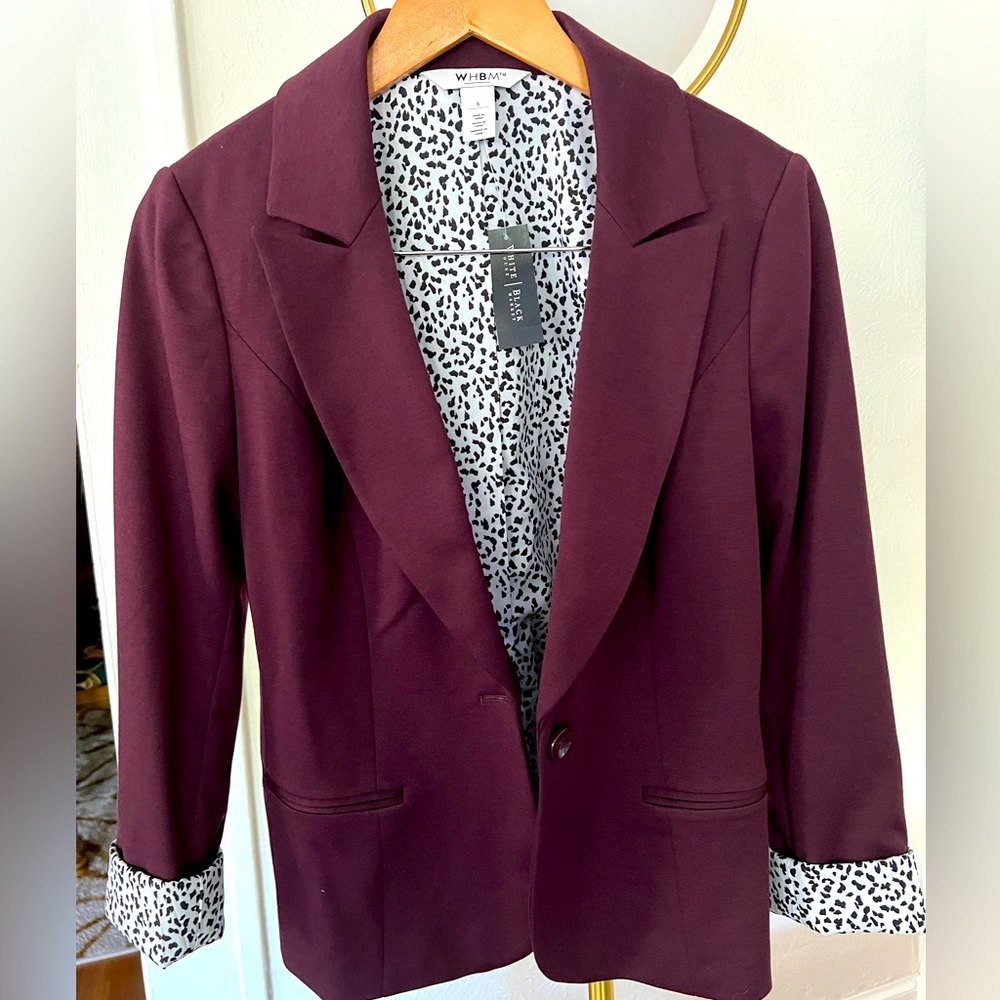 White House Black Market Women’s Blazer, Size 6, Wine Burgundy, New With Tags
